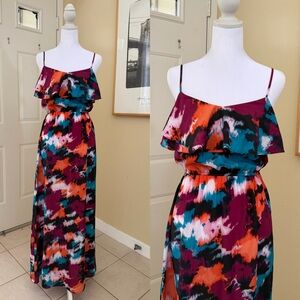 LOFT Strapless Abstract Print Summer Maxi Dress Size 0